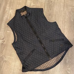 Barbour Quilted Charcoal Grey Vest Plaid Sz 12
